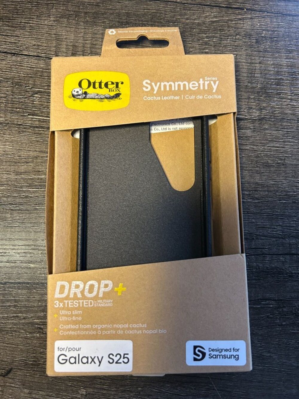 OtterBox Symmetry Series Cactus Leather Case for Samsung Galaxy S25 Noir Black